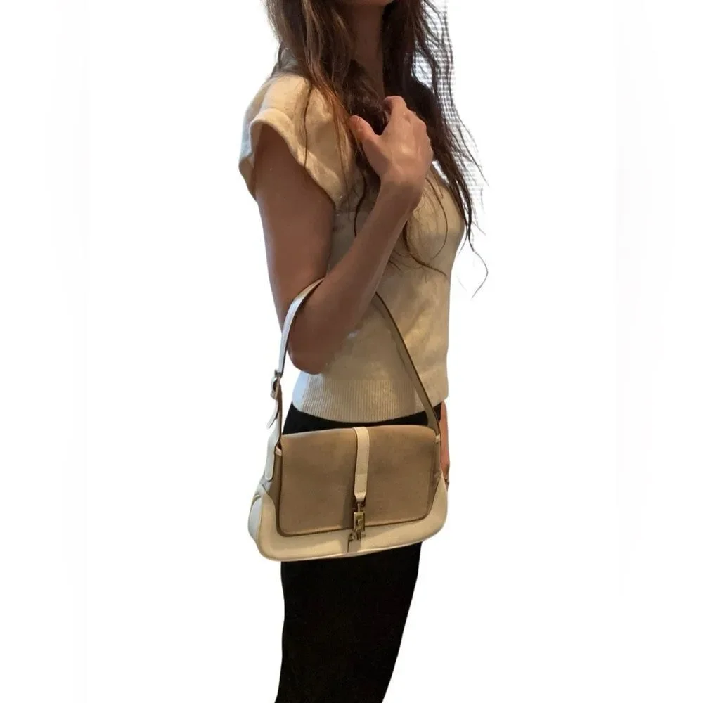 Gucci Tan and Cream Jackie Shoulder Bag with piston lock - Picture 15 of 15